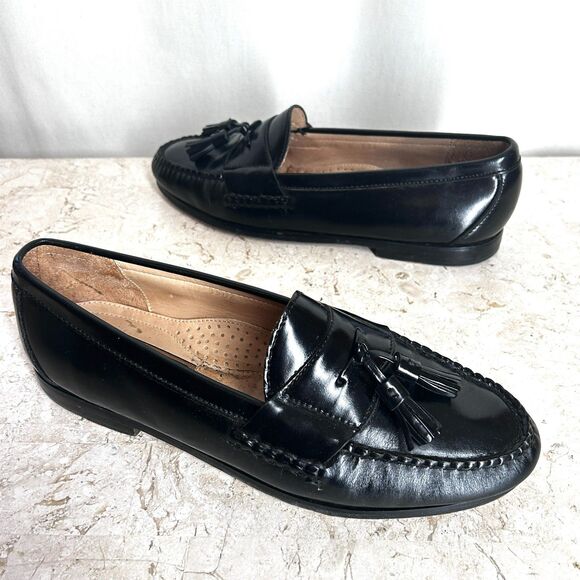 Cole Haan Loafers Mens Size 9.5 D Shoes Black Leather Tassels Nice! main image 4